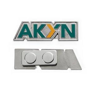 Metal Silver Maget Hard Enamel AKYN Logo Badge