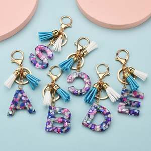 Candy Colour Custom Transparent Acrylic Letter Keychain with Tassel