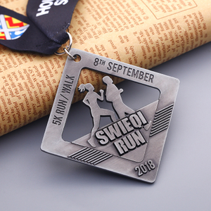 Round Metal Silver Swieqi Running Medal for Marathon