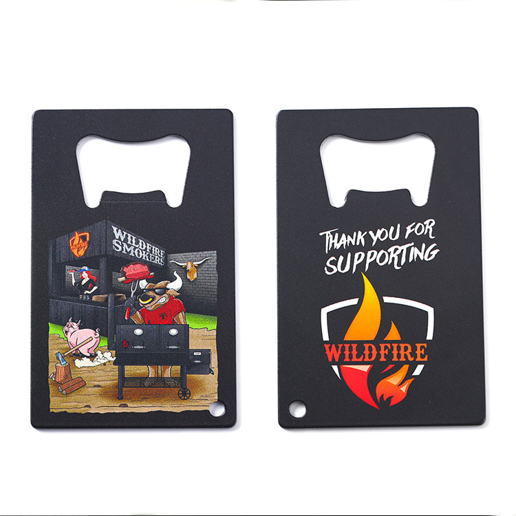 Metal Black Card Bottle Opener with Custom Logo Printed