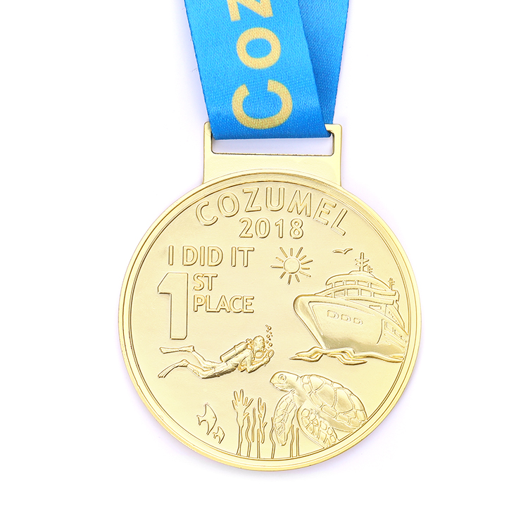 High Quality Metal Mat Gold Award Medal for Caribbean Diving