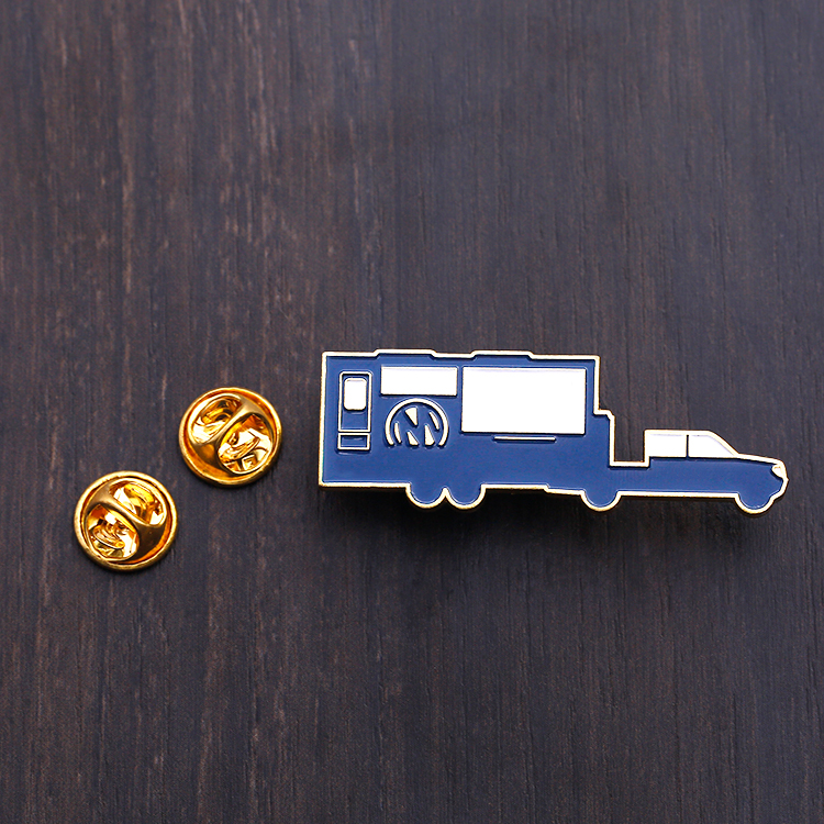 Metal Custom Designed Silver Blue Truck Pin