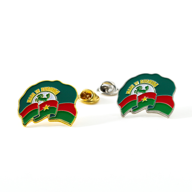 Metal Custom Silver Flag Green Pin