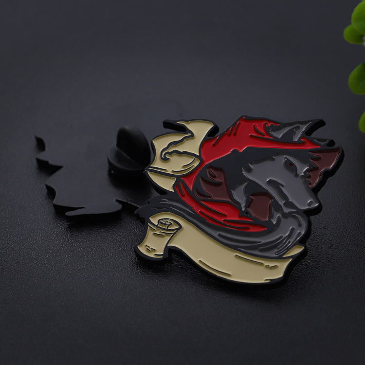 Personalized Metal Black Plated Wolf Pin with Rubber Clutch
