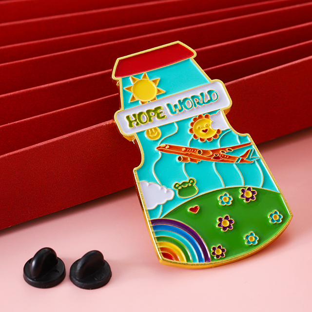 Metal Custom Gold Hope World Pin