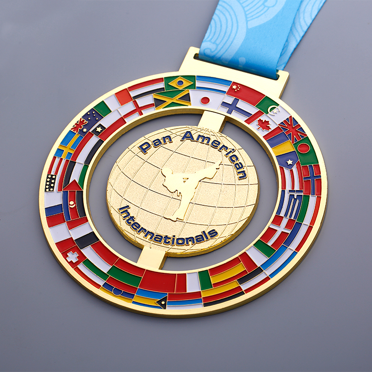 Round Cut Out Flag Judo Medal for Pan American Internation