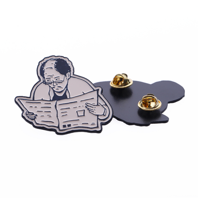 Personalized Metal White Book Pin with Clutch