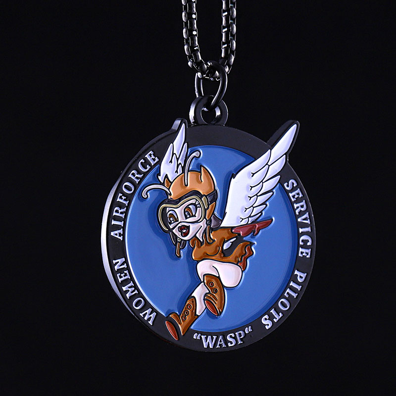 Custom Metal Alloy Black Women Airforce Necklace for Clothing
