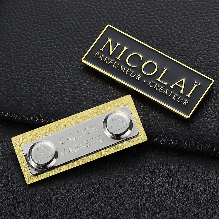 Custom Metal Gold Black Magnet Name Badge