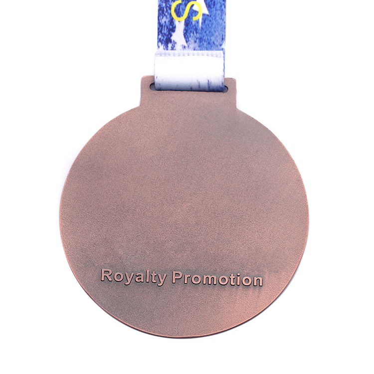 Round Copper Alloy PKC Karate Medal with Colorful Ribbon