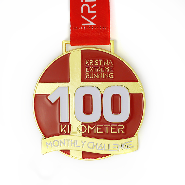 Custom Metal Gold Challenge Medal 100 Kilometers for Sport Meet