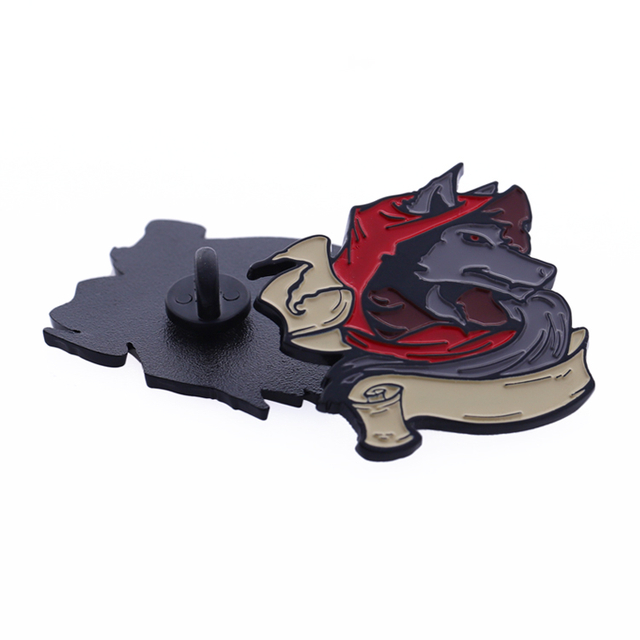 Personalized Metal Black Plated Wolf Pin with Rubber Clutch