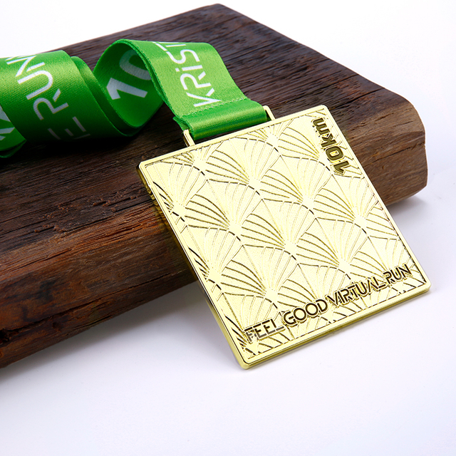 Metal Custom Gold Square Medal for Running