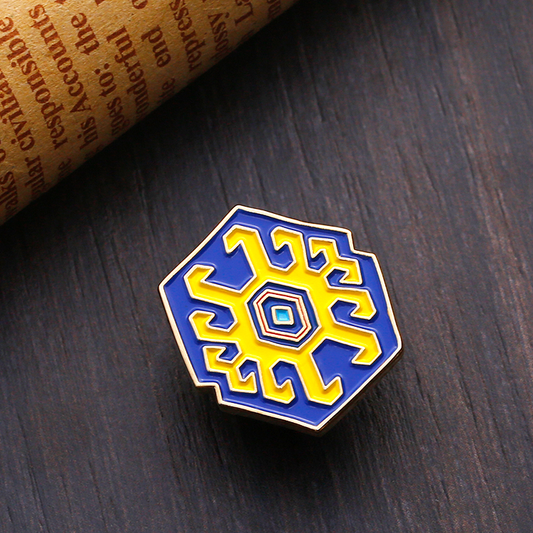 Metal Custom Designed Silver Small Hexagon Pin