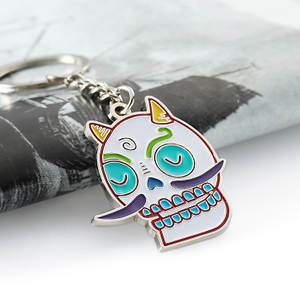 Soft Enamel Metal Alloy Cat Keychain for Gift