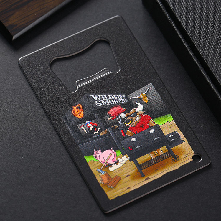 Metal Black Card Bottle Opener with Custom Logo Printed