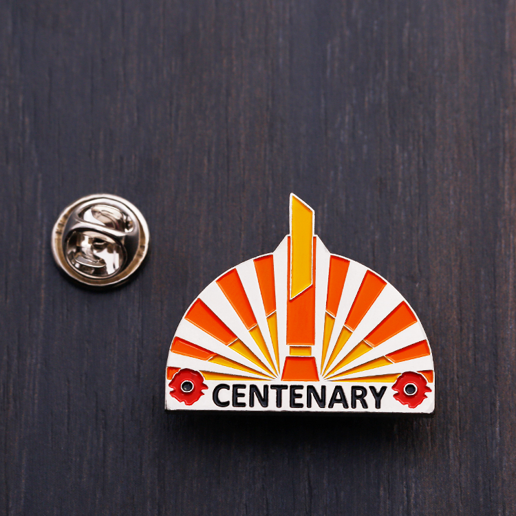 Metal Custom Designed Silver Soft Enamel Centenary Pin