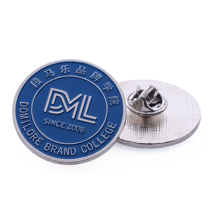 Custom Soft Enamel Silver Round School Pin