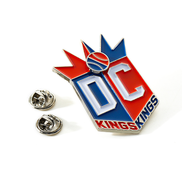 Metal Customized Silver Kings Crown 2 in 1 Pin