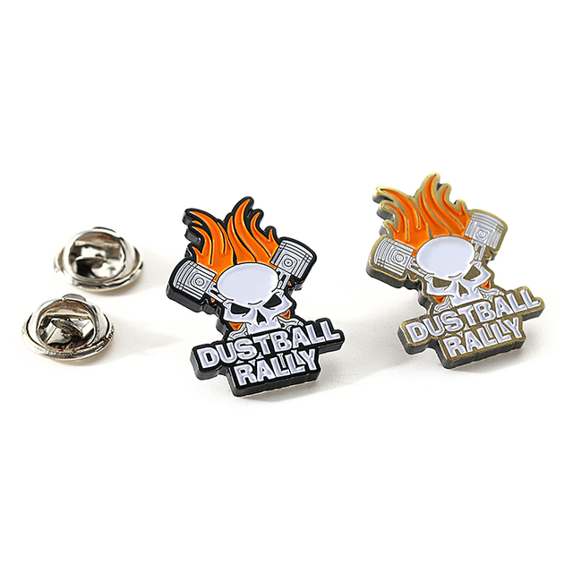 Metal Customized Silver And Black Dustball Rally Pin