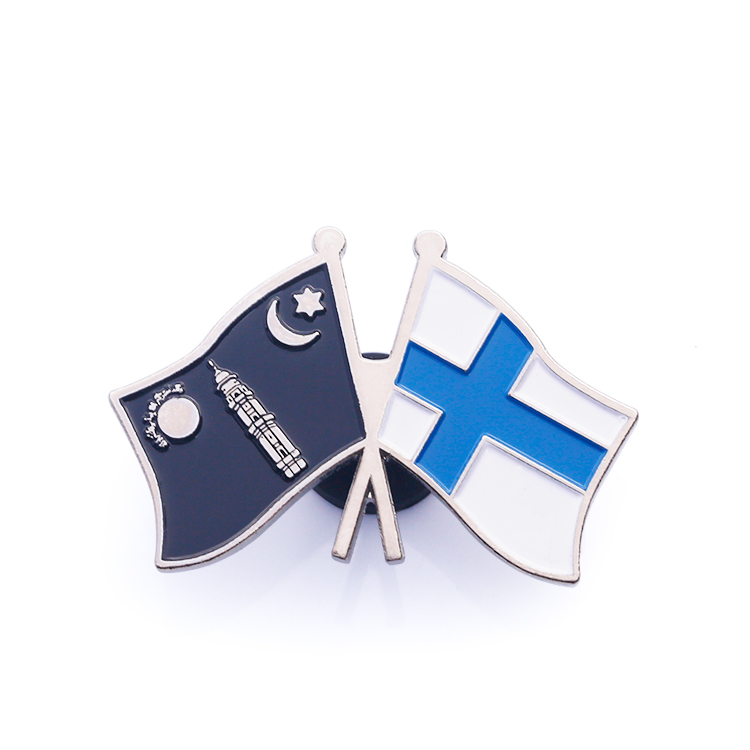 Metal Custom Designed Silver Finland Flag Pin