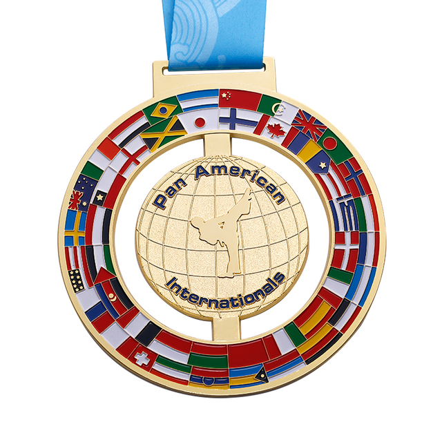 Round Cut Out Flag Judo Medal for Pan American Internation
