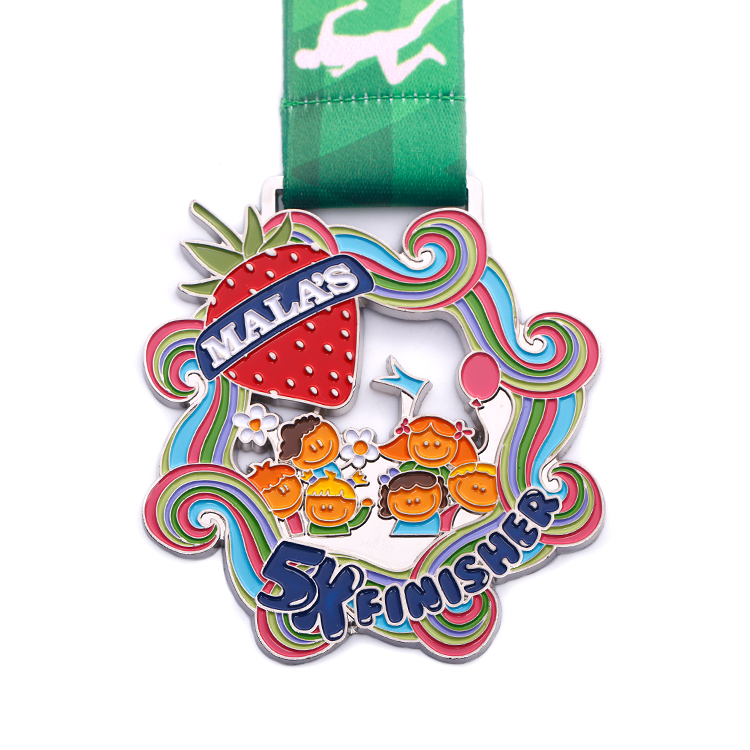 Silver Fruit Design Flower Shape Kids Running Medal for Sports